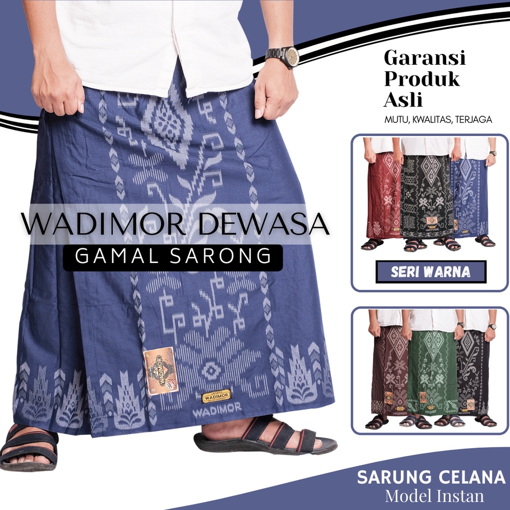 Celana Sarung Dewasa Wadimor Batik Hitam Biru Polos Original Pria Jumbo Murah BL NAVY