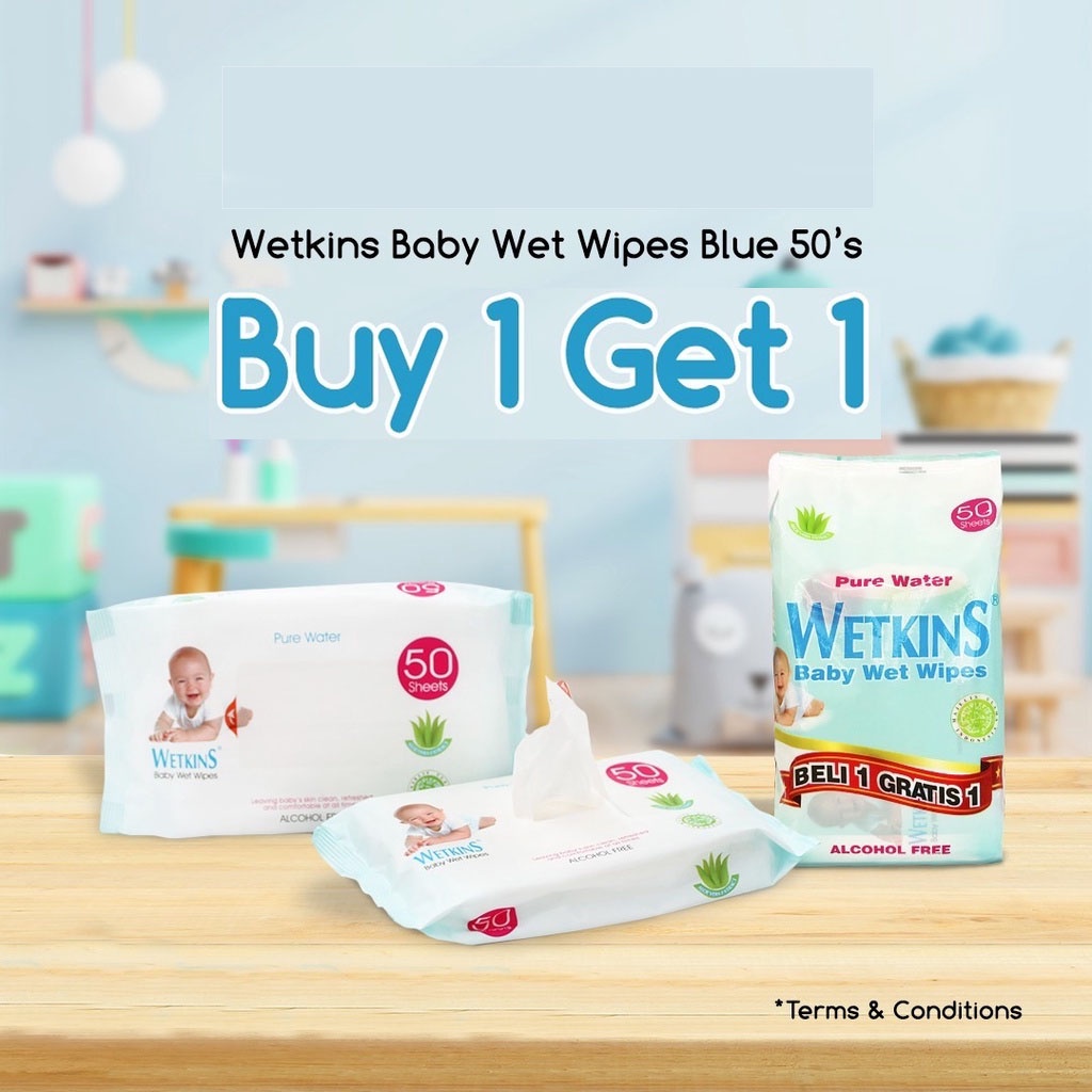 TISSUE BASAH WETKINS BABY WET WIPES BUY 1 GET 1 | TISSUE BASAH BELI 1 GRATIS 1 [SWEETSPACE]