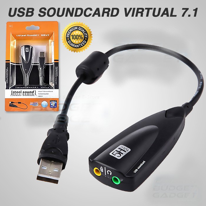 Sound Card USB Virtual 7.1 Chanel Audio Mic Mik Sambungan Soundcard Dual Jack Kabel Penghubung Heads