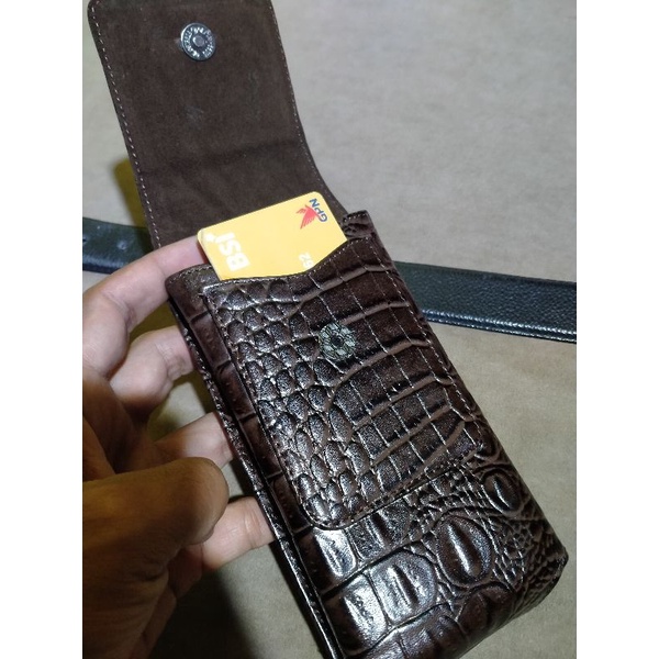 CASING HP KULIT SAPI ASLI MOTIF BUAYA