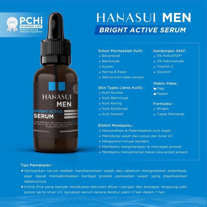 Hanasui ✔️BPOM Serum | Whitening Gold Vit C Collagen Anti Acne Propolis Men Bright Active (KIM)