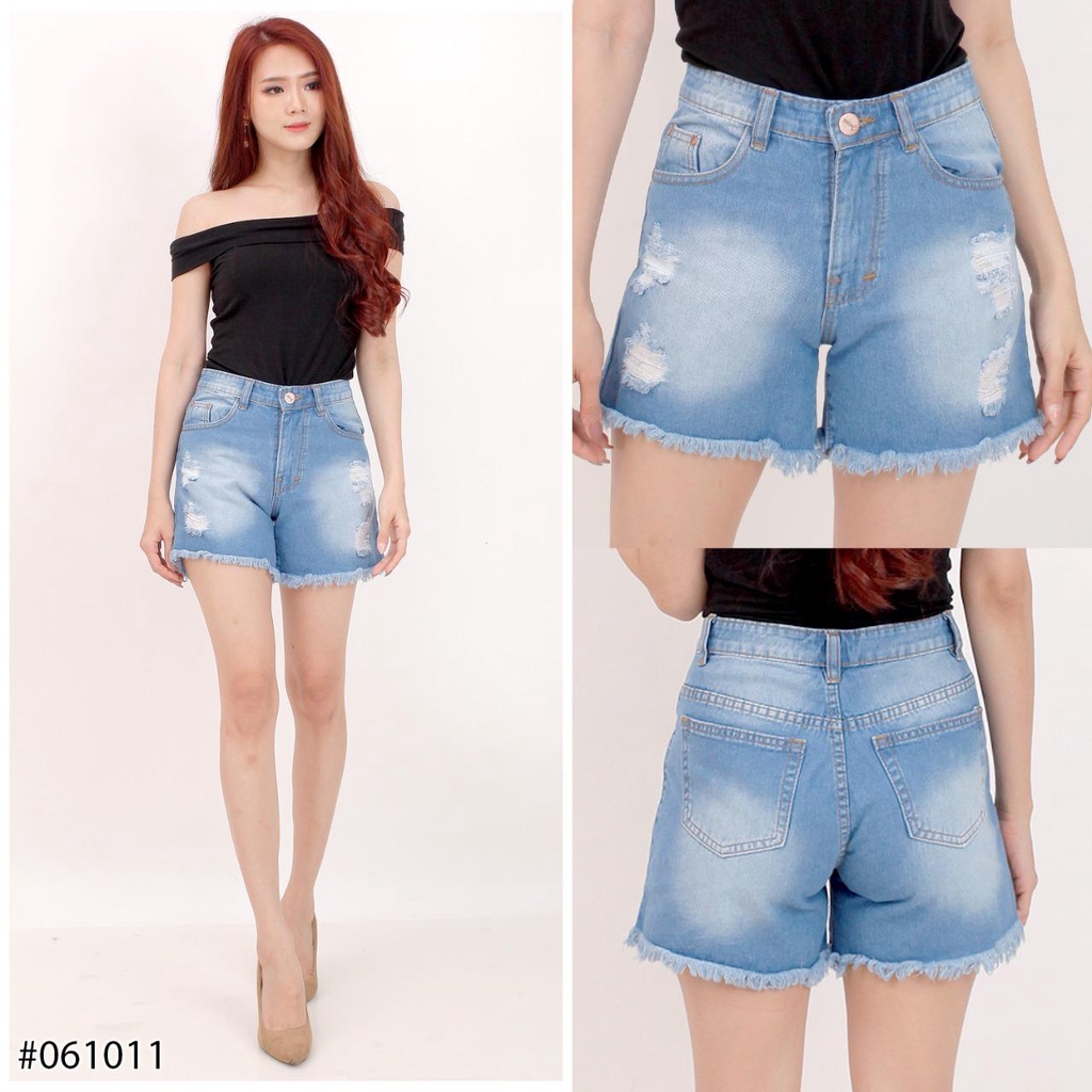 Celana Pendek Short Hotpants Boyfriend BF Sobek Destroy