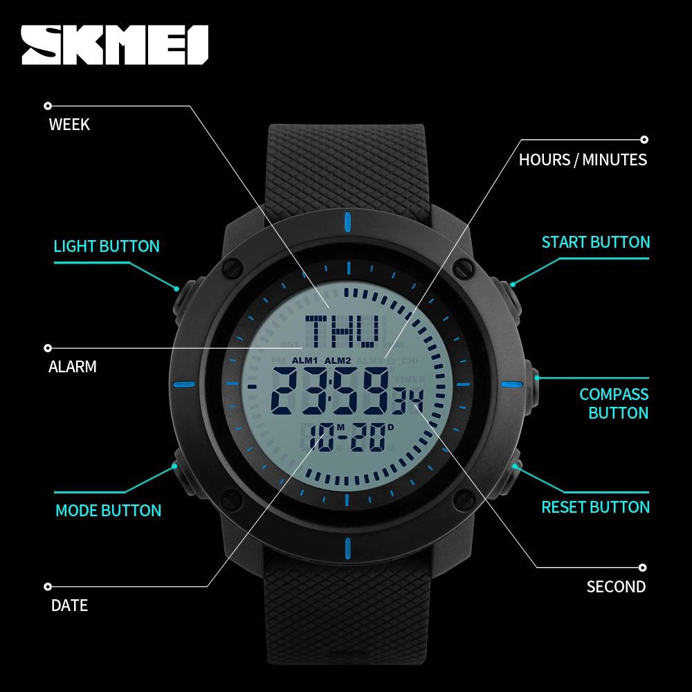 SKMEI 1216 Jam Tangan Pria Digital Compass Anti Air WATCHKITE WKOS