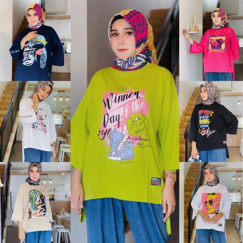 Top oversize//atasan kaos gyl original//kaos wanita lengan panjang