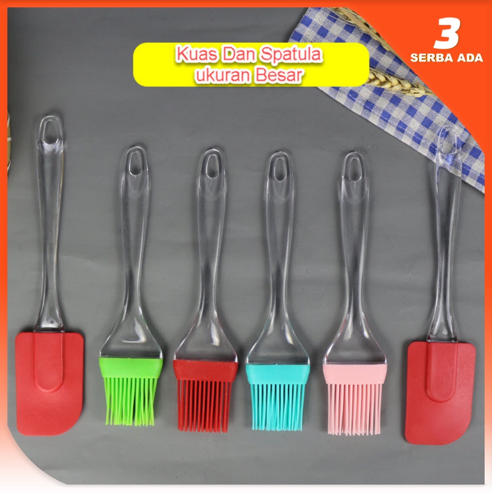 Kuas dan Spatula Set Tahan Panas Ukuran Besar / Spatula Pengaduk dan Kuas Silikon Set