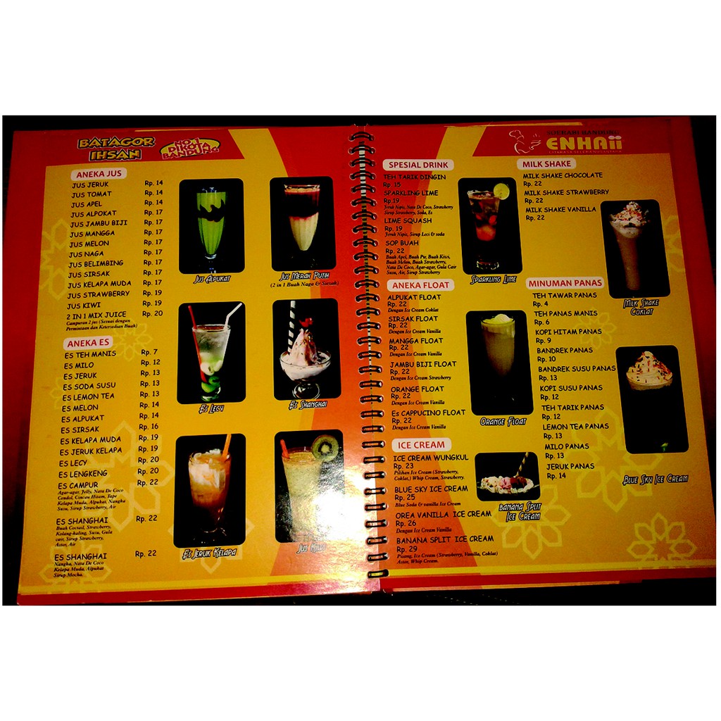 Jilid Spriral Buku Menu Warung Makan Ukuran A4