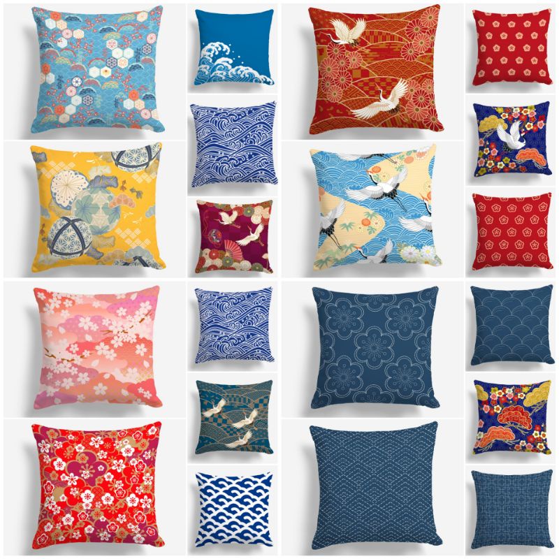 BANTAL SOFA PRINT MOTIF JEPANG JAPANESE PATTERN ORIENTAL 40X40 CM