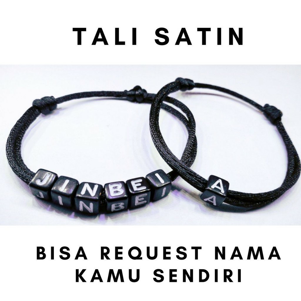 GELANG TALI SATIN NAMA INISIAL (custom INISIAL 1 HURUF) (HARGA Per 1 PCS)