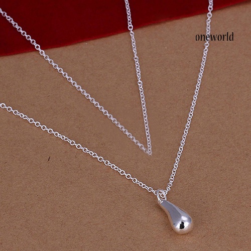 OW@ Women Fashion Silver Plated Jewelry Set Bracelet Necklace Ring Hook Oval Earings