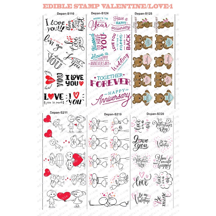 

Edible Stamp Stiker Makanan Edible Stiker Edible Image Edible Print Sticker Makanan LOVE1