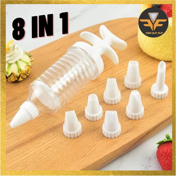 Suntikan alat dekorasi kue set 8 in 1 Suntikan Cetakan Kue 8 in 1 Pen Cake Decoration Suntik Dekor Kue