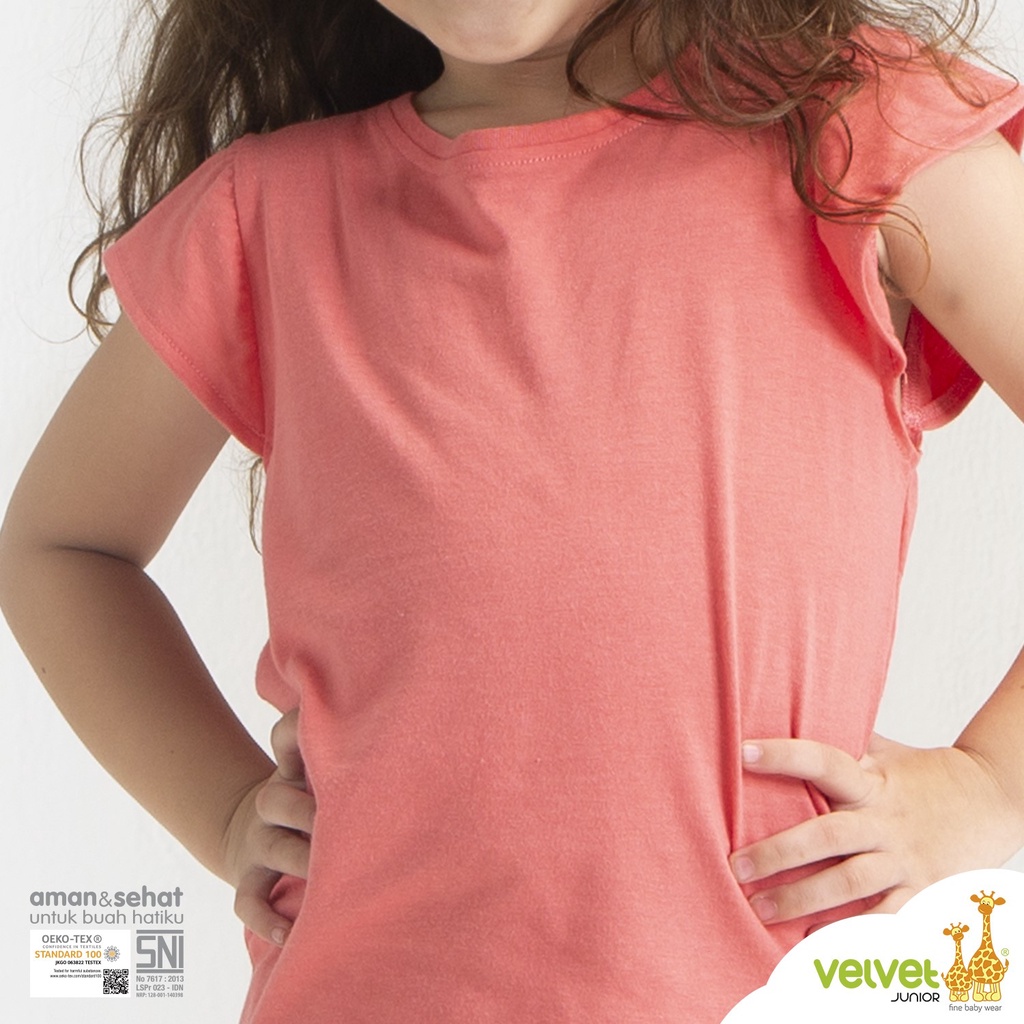 Velvet Junior Kaos Anak Perempuan - Ruffle Tees - Shell Pink