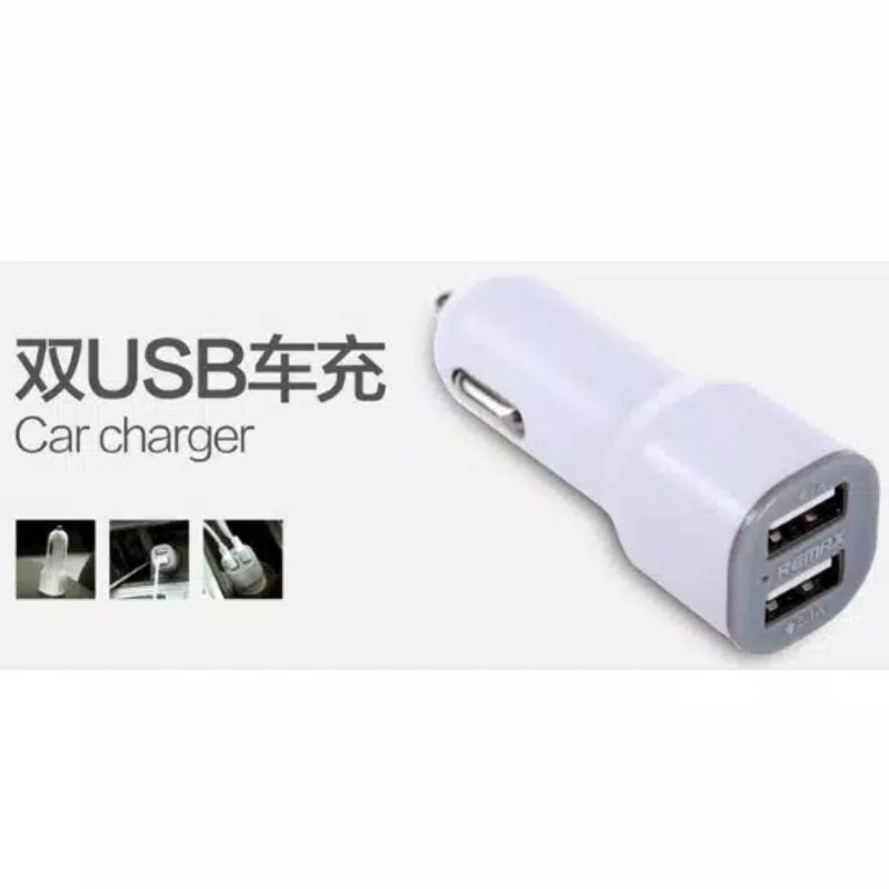 ORIGINAL - Remax Batok Car Charger 2 Port USB Casan Mobil Fast Charging