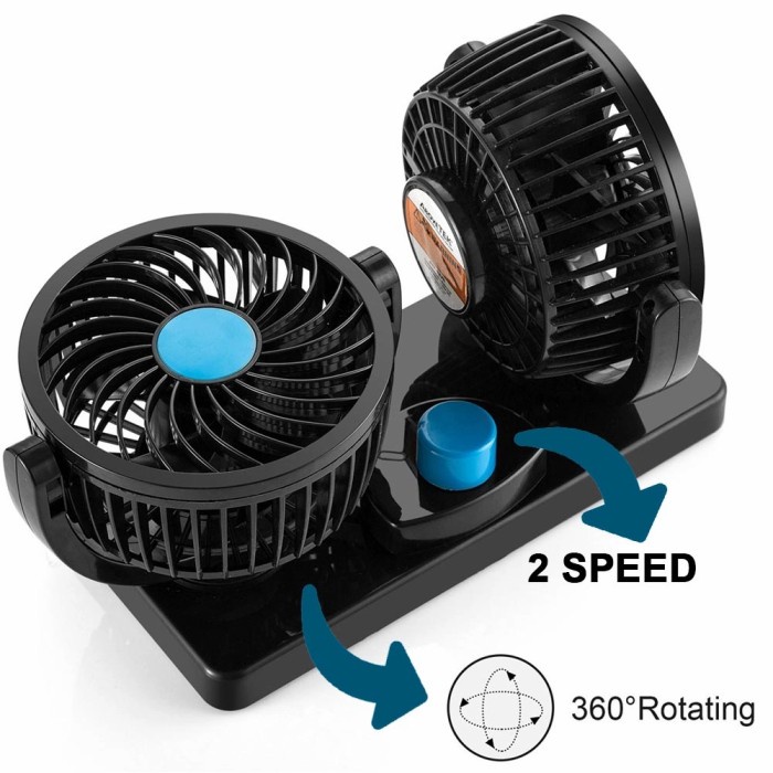 Kipas Angin Mobil Dashbord Dobel Mini Fan 360° Universal Tombol Speed