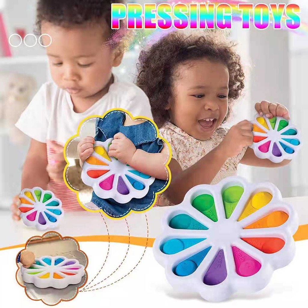 Ready Stock mainan pop it murah popit Pop Its Square rainbow multicolor Fidget Toy