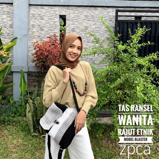 Tas Ransel Rajut Wanita Strip Milenial Terlaris