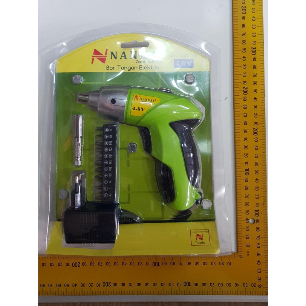 NANKAI Mesin Obeng Bor Baterai Cordless 4.8 V Drill Cordless bor 1 Baterai Besi Kayu Obeng Bulak Balik 2 arah