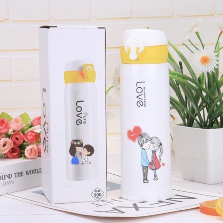 [COD] BOTOL KACA KANCING LOVE 500ML/ TERMOS KACA KARAKTER LOVE CLIP