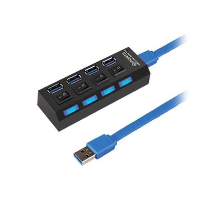 USB HUB 4 Port USB 2.0 Switch LED Mtech