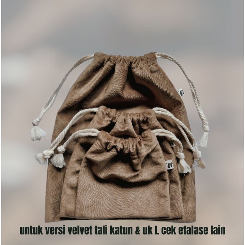Custom Pouch Serut Velvet souvenir pouch Medium Besar