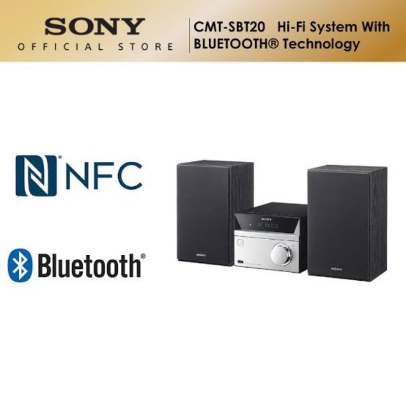 SONY CMT-SBT20 HI-FI SYSTEM WITH CD USB RADIO BT
