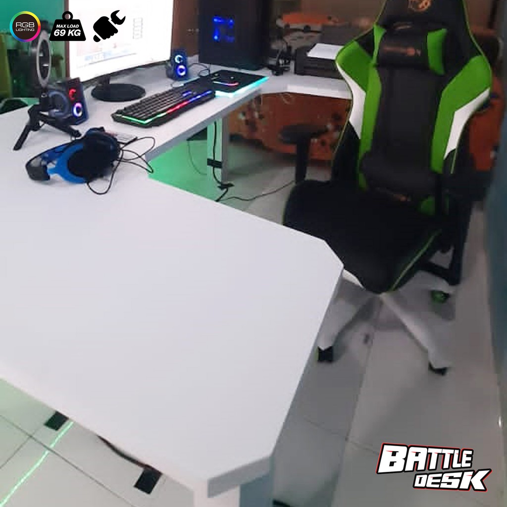 Battledesk R4 Hitam Meja Komputer Letter L Gaming Pc Desk Rgb Murah 200x120 Shopee Indonesia