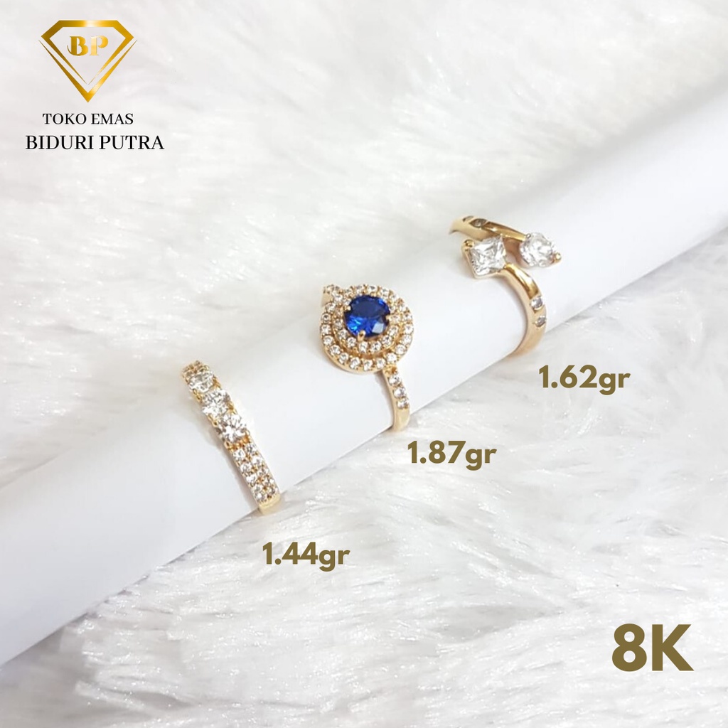 Cincin Solitaire Mata Variasi Mutiara Permata Perhiasan Emas Asli Kadar 8K/375 - toko emas biduri putra