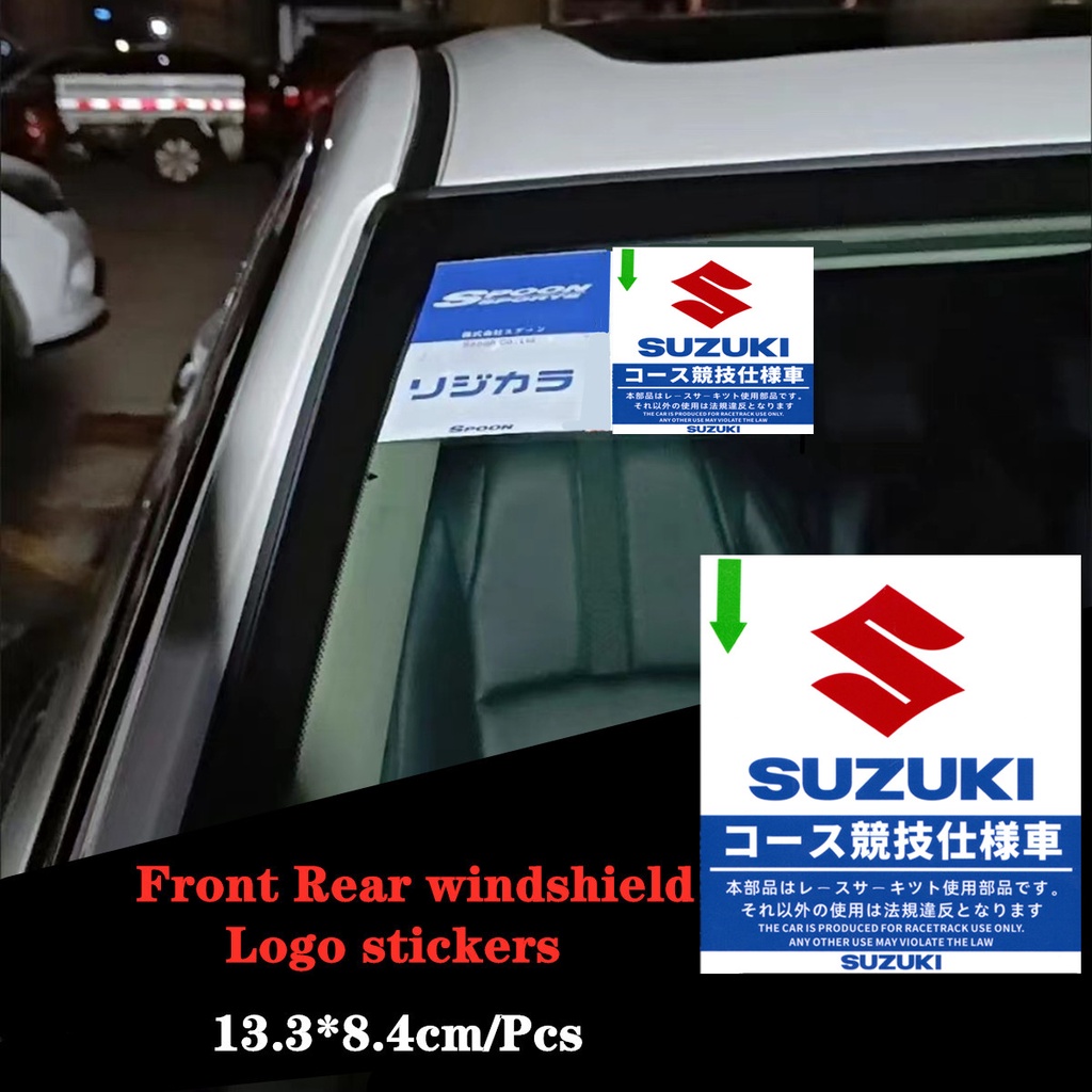 Sticker Decal Dekorasi Kaca Depan Dan Pintu Mobil SUZUKI Motif Tulisan Jepang