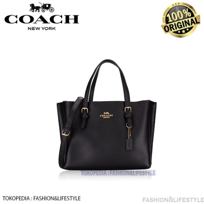 Coach Tote Mollie 25 In In Black Leather C4250 Original Coach