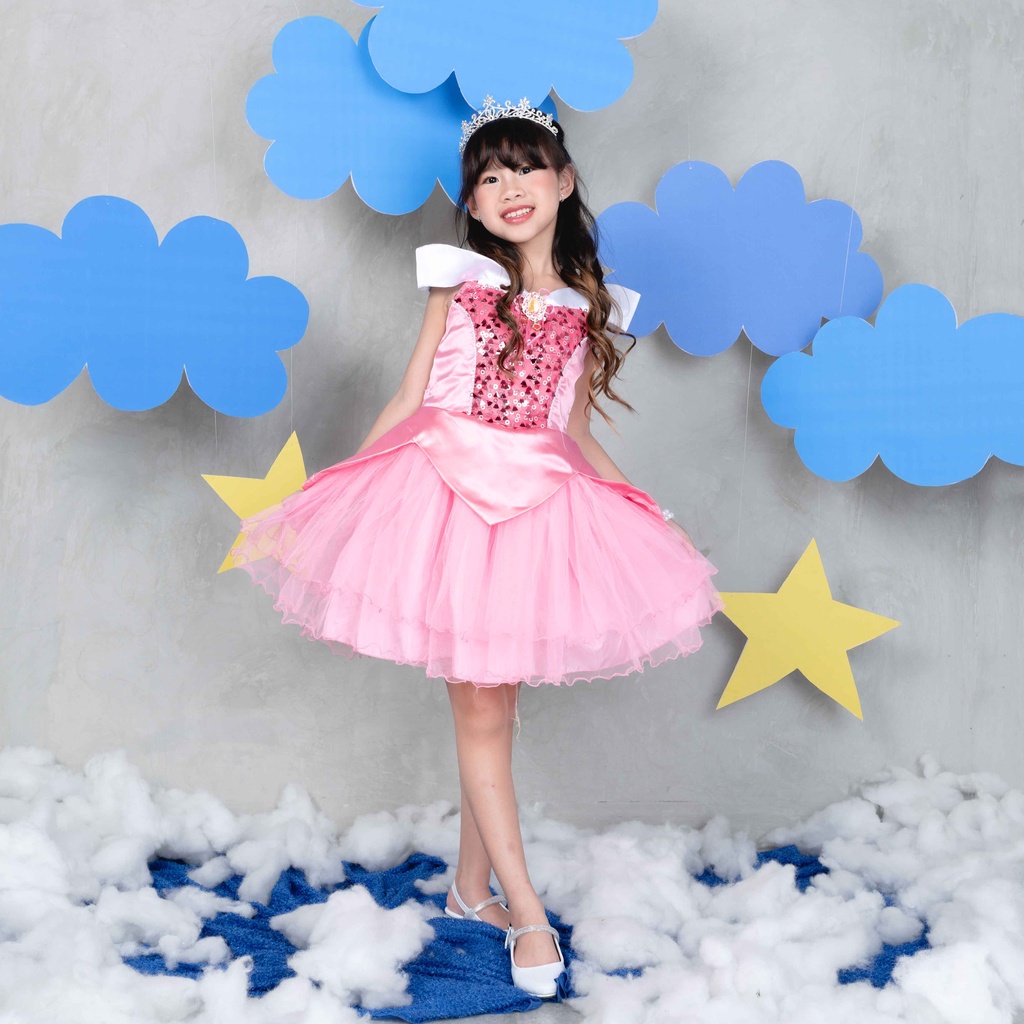 Eloise Dress Anak Perempuan Karakter Aurora Sleeping Beauty Lace Organdi Premium 747T