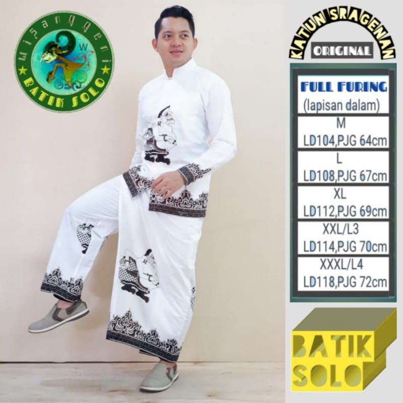 Set Busana Muslim Pria Baju Kemeja Koko Lengan Panjang Pendek Setelan Celana Sarung Batik Solo Origi