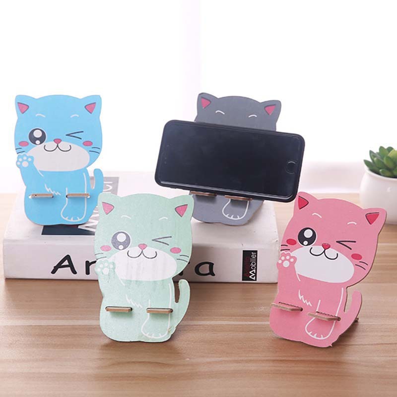 Holder Kayu Karakter-Phone Stand Holder HP Kartun-Sandaran Handphone