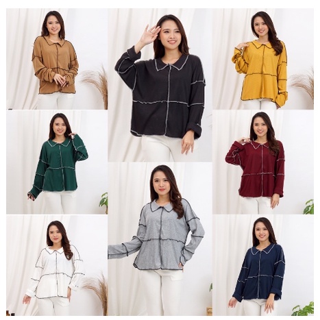 BLOUSE TERBALIK BAJU VIRAL ATASAN JUMBO KEBALIK KEMEJA JAHIT OBRAS DILUAR OVERSIZED BIGSIZE XXL