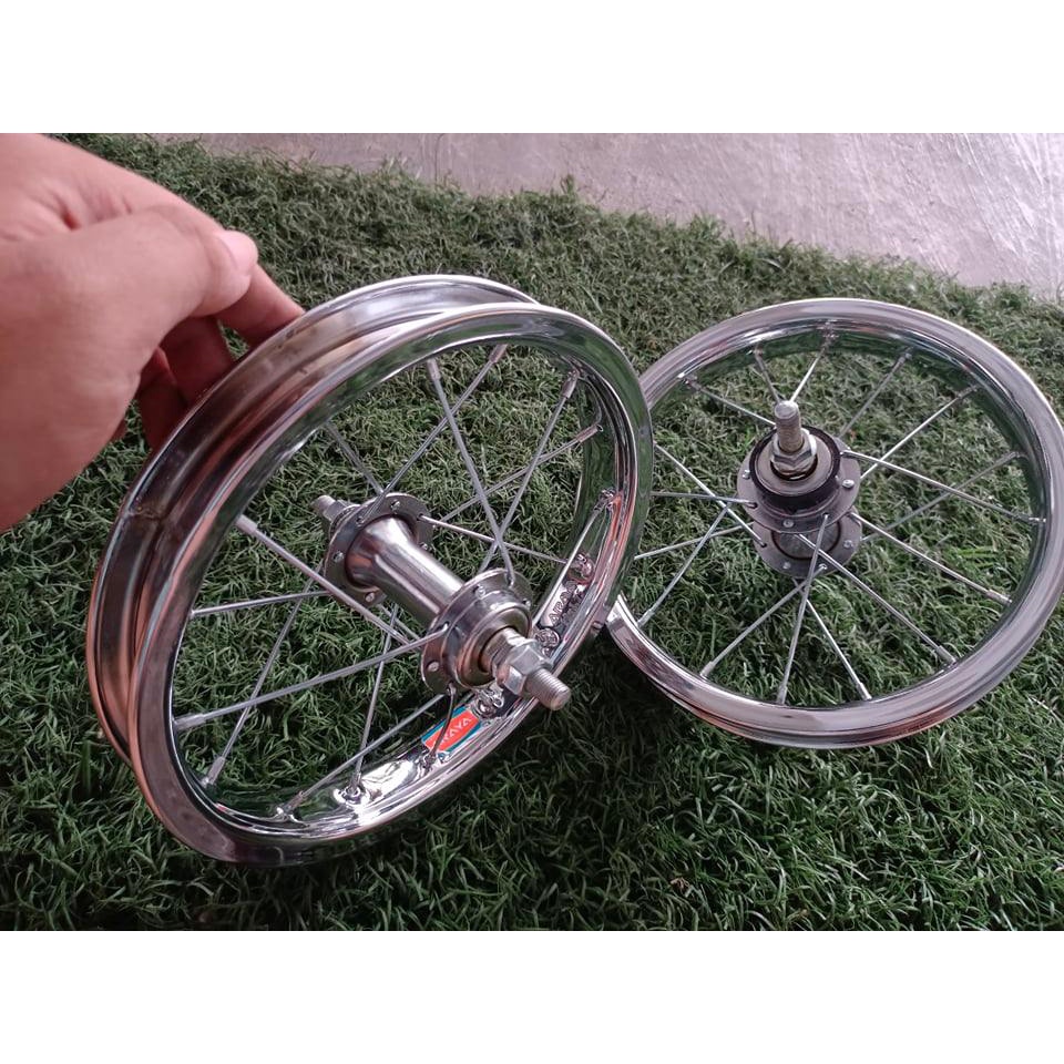 Wheelset Araya Sepeda Anak Ukuran 12 Sepasang Depan Belakang velg/rims alloy dan besi