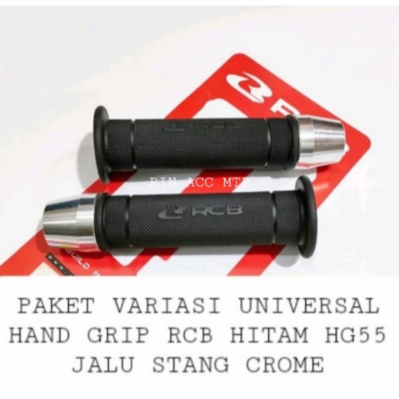 PAKET HANDGRIP RCB HG55 + BANDUL STANG FULL CROME UNIVERSAL MOTOR NMAX AEROX PCX ADV VARIO DLL