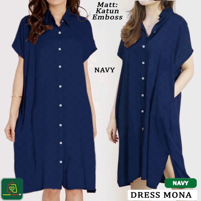 Baju Atasan Wanita DRESS MONA Bahan Katun Emboss Premium JUMBO TERBARU / 19941