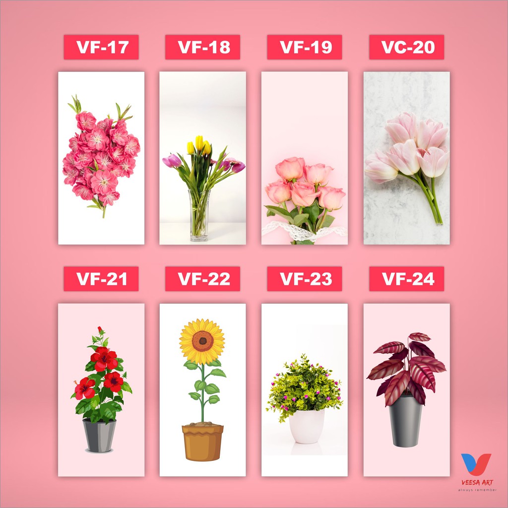 Hiasan Dinding Flower walldecor rumah Shaby Cic motif bunga flower tulip mawar pink merah murah