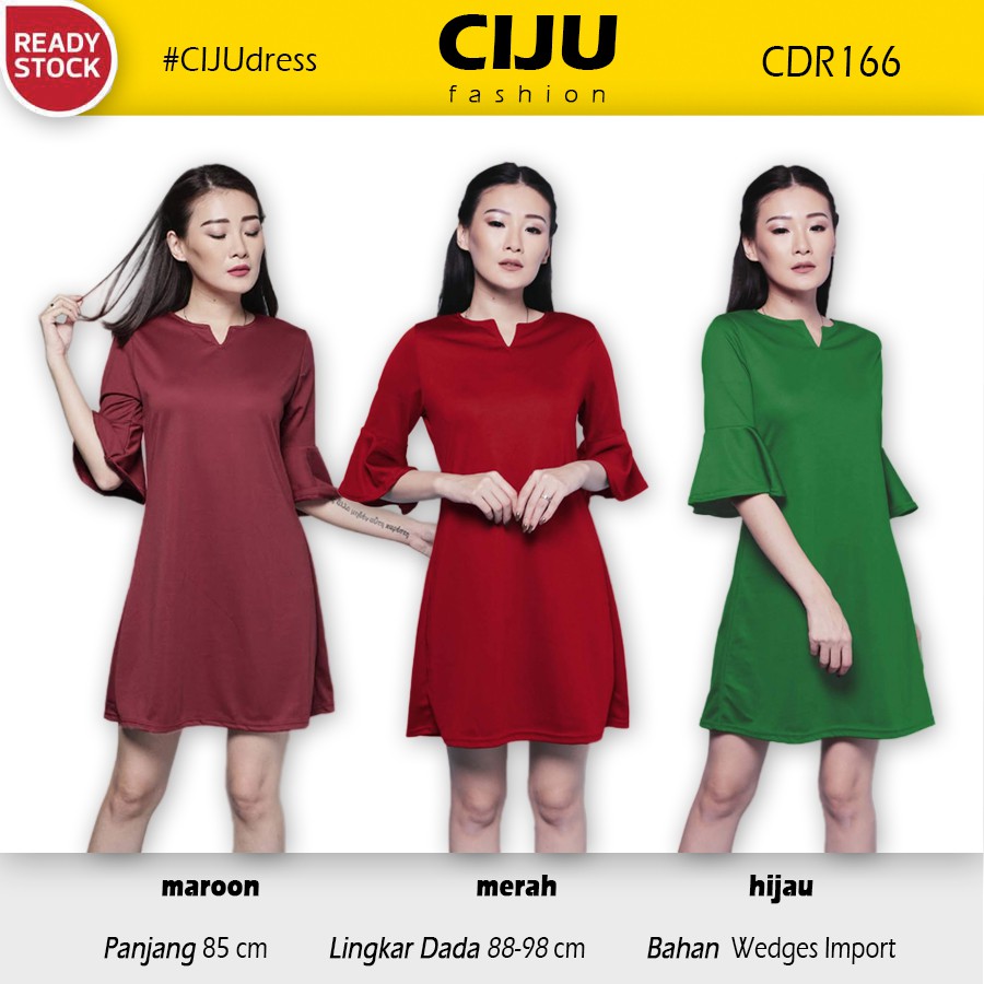 CDR166 Dress Midi Gaun Pesta Wanita Lengan Panjang Bell CDR166 Dress Midi Gaun Pesta Wanita Lengan Panjang Bell