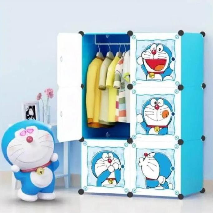 Lemari Pakaian Plastik 2X3 Lemari Anak Karakter-Doraemon,Shenar