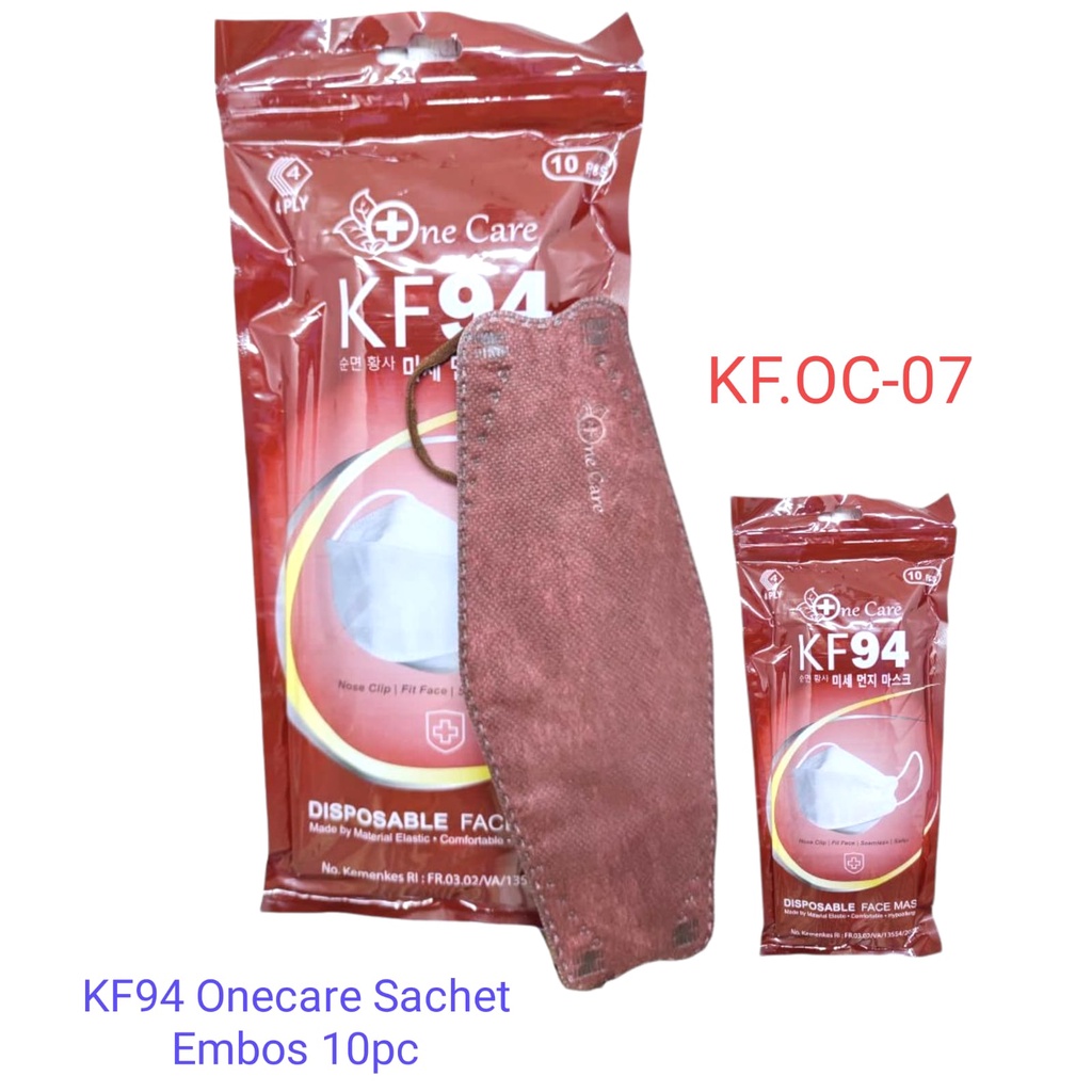 Masker KF94 Onecare Sachet Embos Best Premium Quality isi 10pc