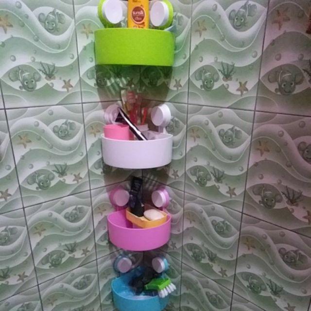 Rak Sudut Tempel Tanpa Bor Tanpa Paku Rak Kamar Mandi Serbaguna