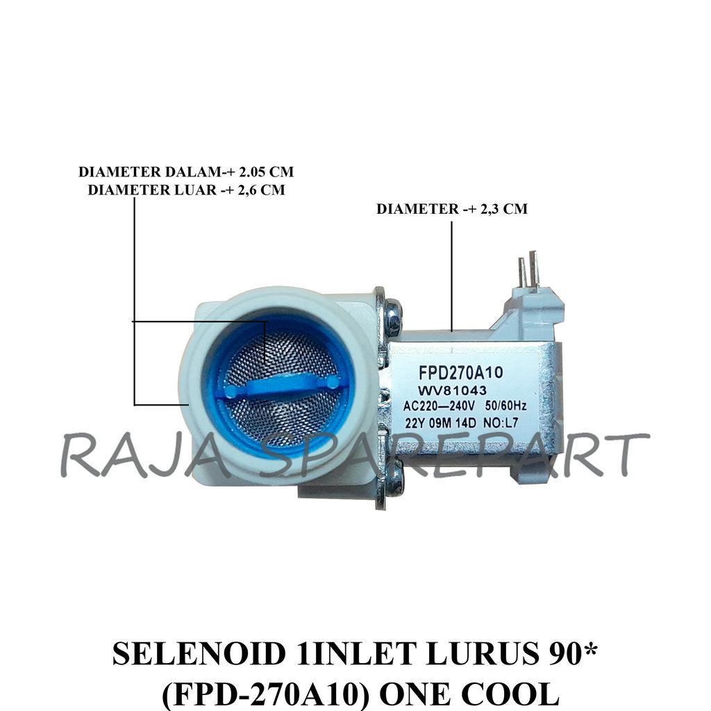 Selenoid / Water Inlet Mesin Cuci INLET SINGLE LURUS SOKET KECIL 90° (Merk ONECOOL)