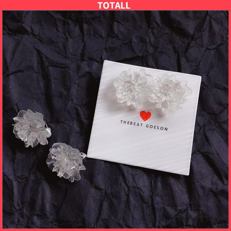 COD Anting Bunga Resin Tiga Dimensi Transparan yang Menyegarkan Stud Telinga Manis Wanita-Totall