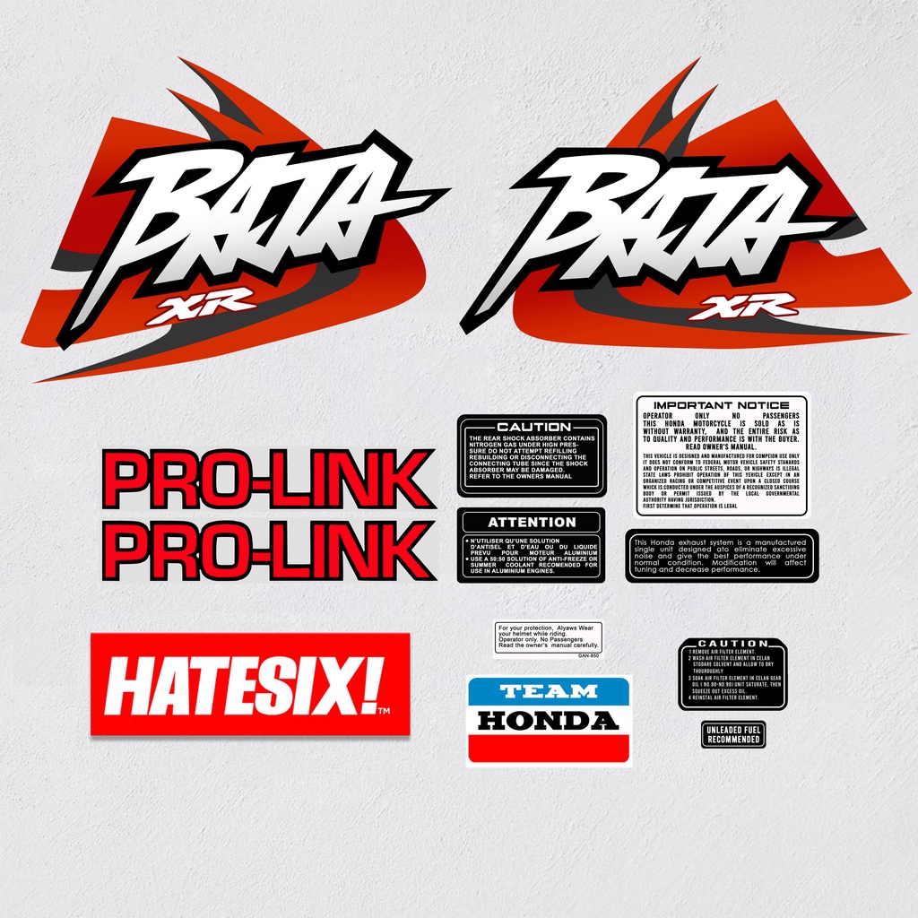 Sticker Stiker Decal Honda Baja XR 250 Hatesix