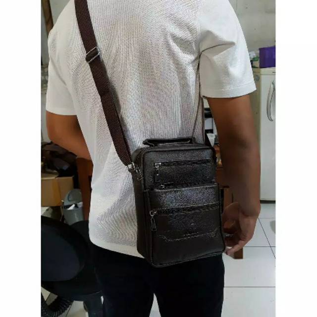 tas cowok pria selempang kulit asli