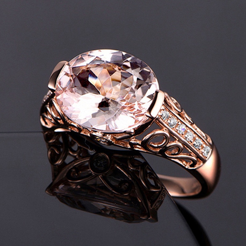 Fancyqube Cincin Pernikahan Warna Rose Gold Champagne Morganite Ziron Hollow Gaya Vintage Untuk Wanita