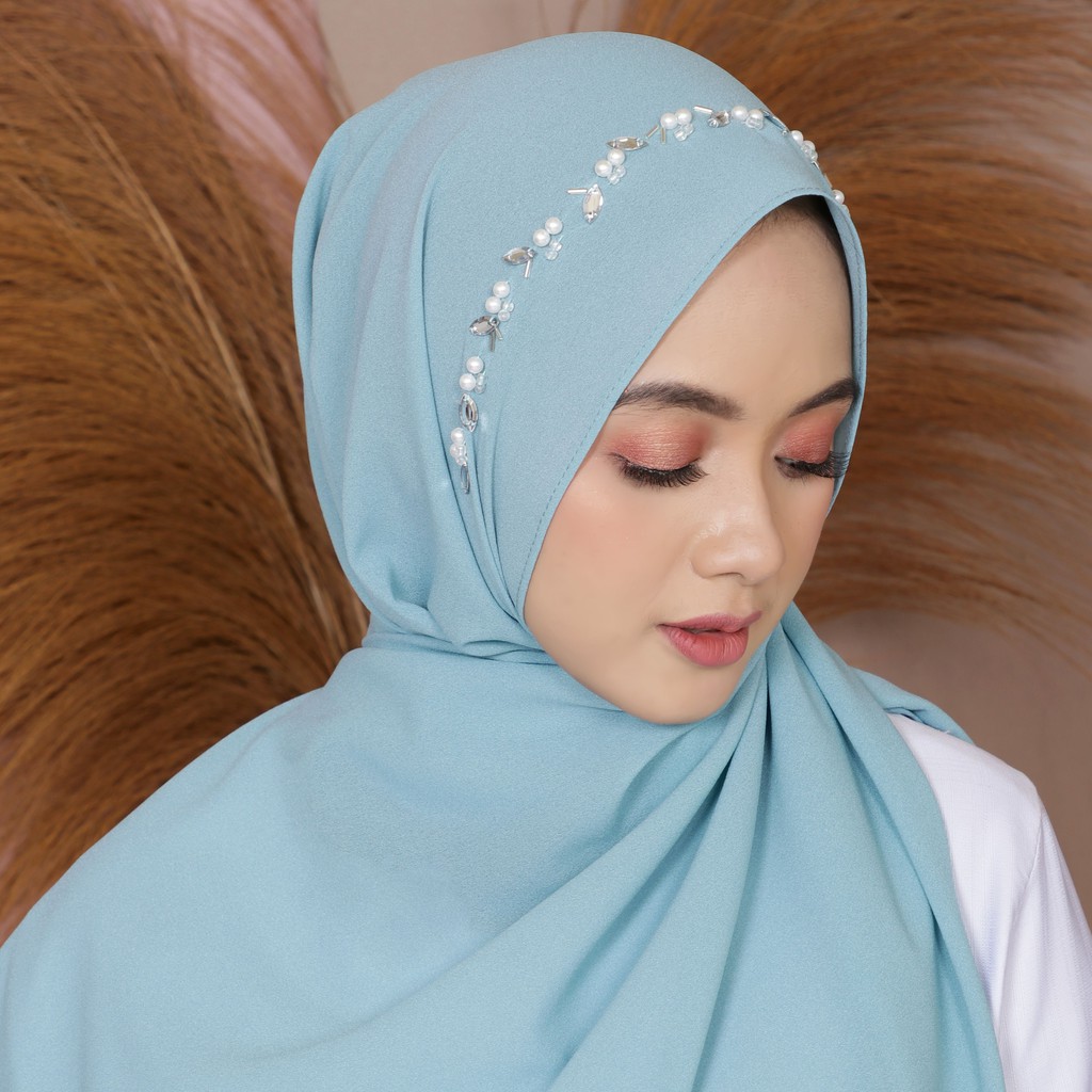 Pashmina Payet Bando Mutiara Diamond Stretch Shopee 