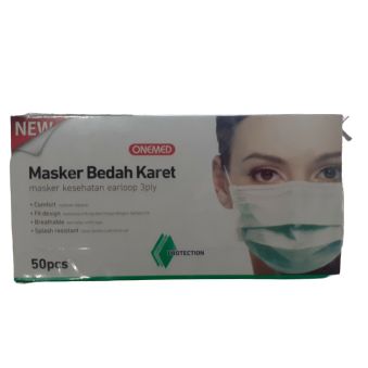 New Masker Karet Earlopp Hijau box 50pcs Tissu 3ply