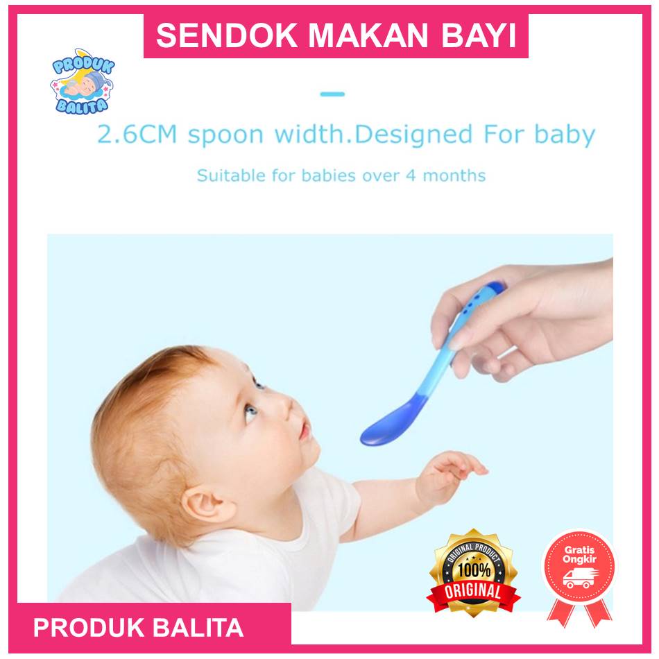 Sendok Makan Bayi Sensor Panas / Spoon Fork Set Heat Sensing Sendok Garpu makan bayi silikon Terlaris