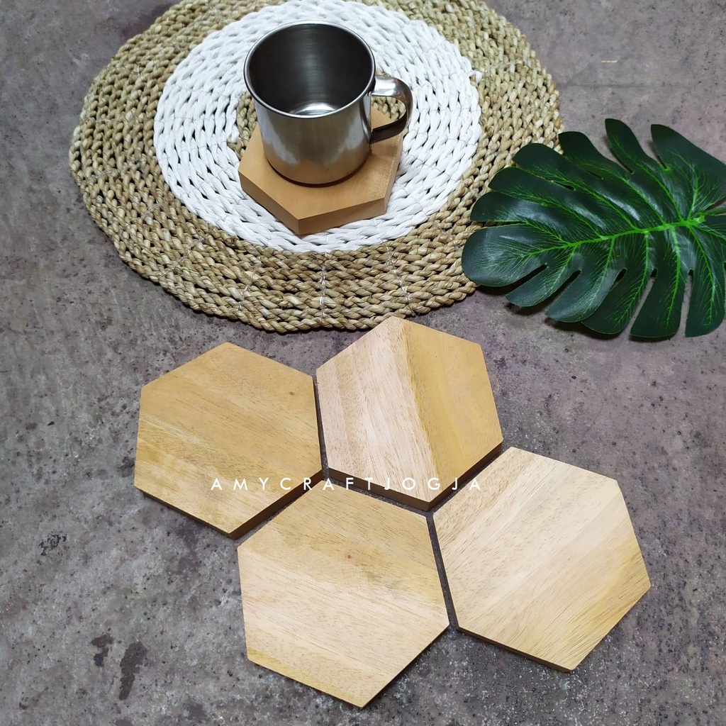 Jual Tatakan Gelas Hexagonal Kayu Pinus Cm Placemate Kayu Lemper Kayu Tatakan Gelas Kayu Place